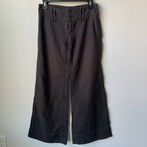 Vintage Free People Wide Leg Black Cotton & Wool Pants Size 0